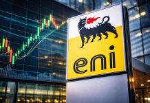 grafico borsa e insegna Eni
