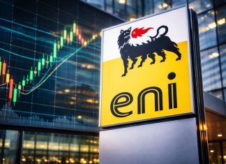 grafico borsa e insegna Eni