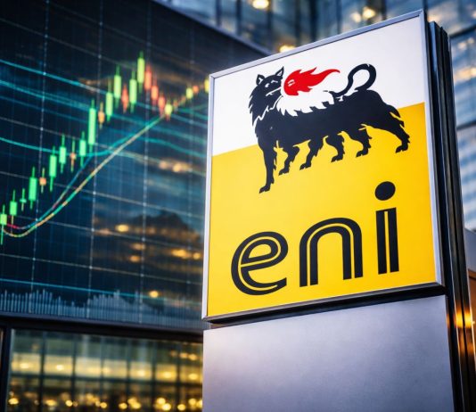 grafico borsa e insegna Eni