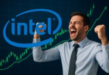 trader felice e logo Intel