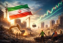 ricostruzione post bellica e bandiera Iran