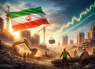 ricostruzione post bellica e bandiera Iran