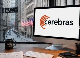 Cerebras su desktop e borsa Usa sullo sfondo