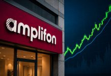 insegna di Amplifon e grafico al rialzo