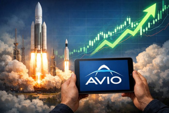 avio borsa lanciatori razzi e grafico a candele