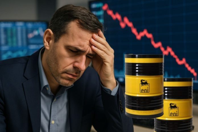 investitore preoccupato e barili di petrolio