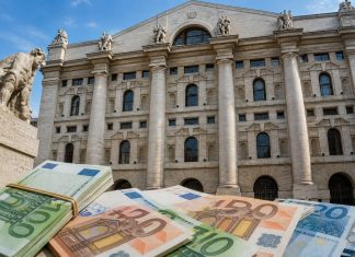 facciata borsa di Milano e soldi