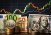 grafico a candele, euro e dollari