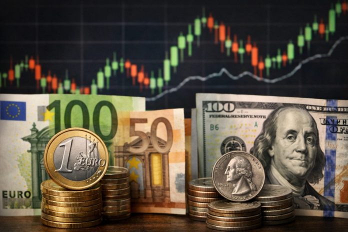 grafico a candele, euro e dollari