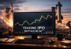 razzo con davanti desktop con grafico a candele