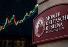 insegna MPS e grafico a candele