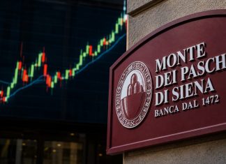 insegna MPS e grafico a candele