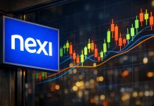 Azioni Nexi: riprenderà trend rialzista dopo mossa CDP Equity? grafico a candele e insegna Nexi