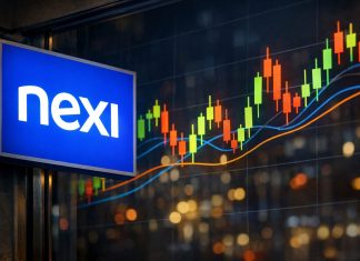 grafico a candele e insegna Nexi