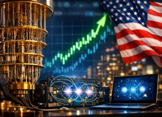grafico borsa in rialzo e quantum computing