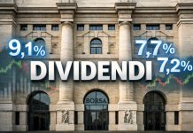 facciata della borsa di Milano e percentuali