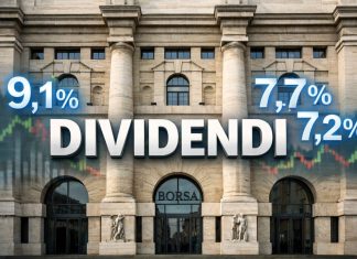 facciata della borsa di Milano e percentuali