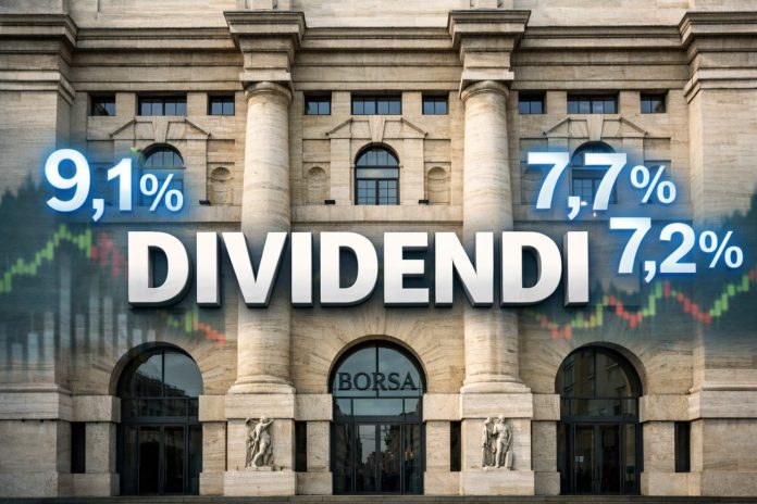 facciata della borsa di Milano e percentuali