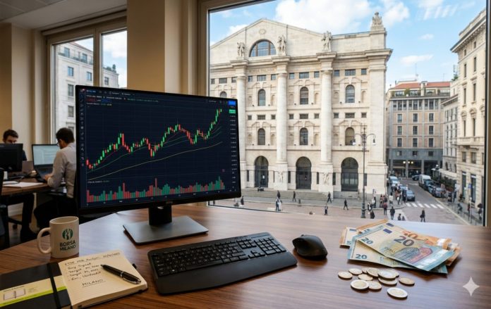 facciata borsa di Milano e soldi