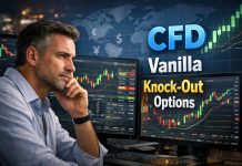 3 modi per fare trading sul forex: CFD, Knock-Out e Opzioni Vanilla schermi con grafici di forex e trader