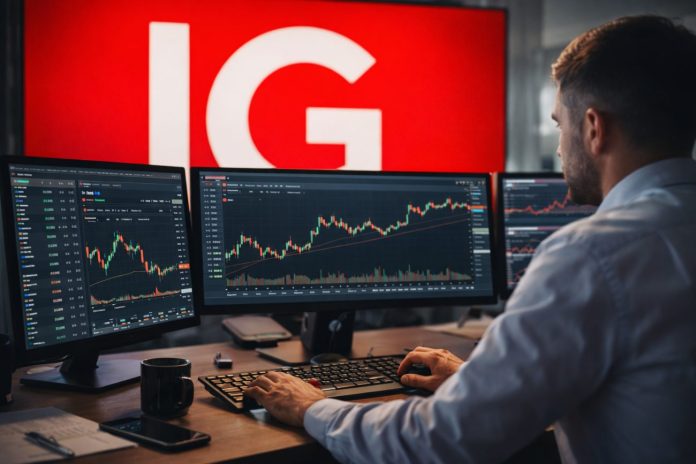 trader e sullo sfondo broker IG