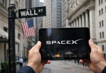 logo di SpaceX su un tablet