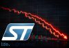 grafico di sell-off e logo STM
