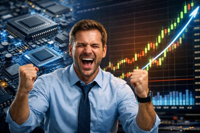 trader felice e semiconduttori