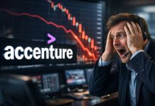 Azioni Accenture: crollo è alert su AI distruption. Cosa significa trader disperato e grafico di sell