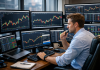 Le 4 strategie più usate dai trader che operano con leva elevata trader davanti a monitor