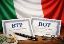 bandiera Italia e BOT e BTP