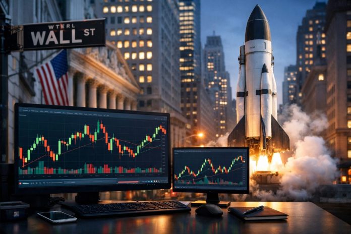 titolo spacex Wall Street e razzi