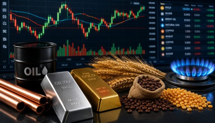 trading materie prime grafico a candele e commodity