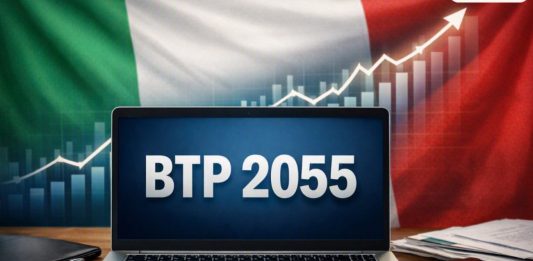 bandiera Italia e laptop con BTP