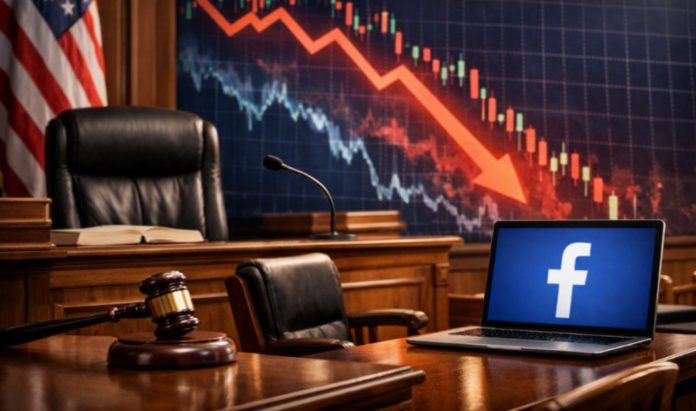 crollo meta aula processo Usa e logo Facebook