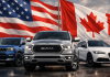 Per le azioni Stellantis cosa significano i super dazi Usa al Canada? auto della casa Stellantis con bandiera Usa e Canada