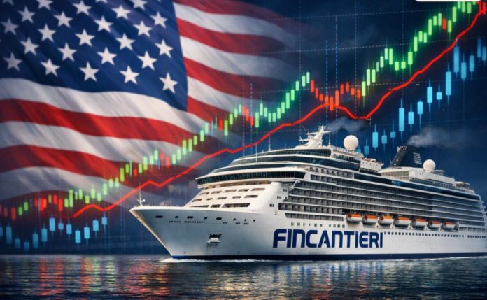 fincantieri usa nave con sullo sfondo bandiera Usa