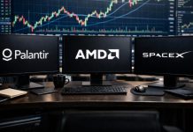 Azioni Palantir, AMD e SpaceX: impatto diverso dalle trimestrali. Come muoversi desktop con loghi delle tre società tech