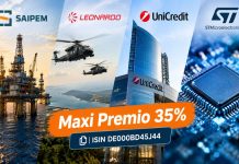35% maxi premio su azioni Saipem, Leonardo, Unicredit, STM – data stacco vicina certificato maxi coupon Vontobel