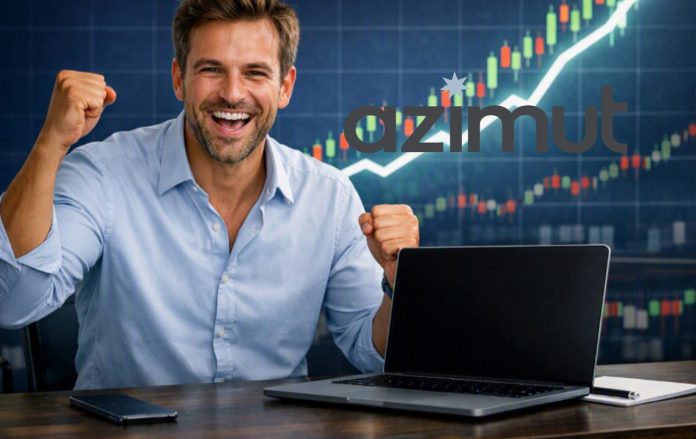azimut trader che esulta e grafico al rialzo