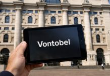 facciata borsa di Milano e tablet con logo Vontobel