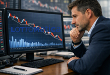 Azioni Lottomatica: perchè crollano dopo annuncio fusione con CIRSA? trader che analizza crollo