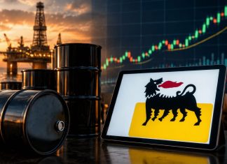 barili petrolio e grafico a candele