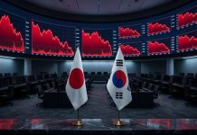 Perchè Kospi e Nikkei sono crollati? Giovedì nero per borse Asia bandierine Corea e Giappone