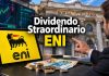 Dividendo straordinario Eni: come si calcola. Esempio pratico investitore che indica la borsa e logo Eni (AI)