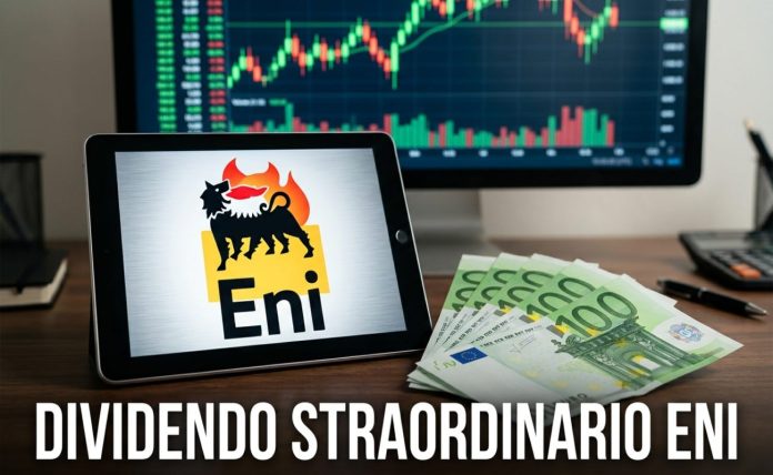 grafico a candele e logo Eni