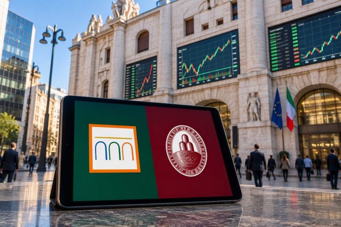 opas intesa su mps facciata borsa e Mps e Intesa su tablet (AI)