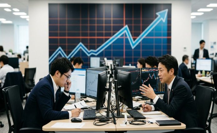 trader asiatici trader che analizzano rimbalzo